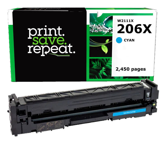HP 206X Cyan High Yield Remanufactured Toner Cartridge [2,450 Pages] - New Smart Chip