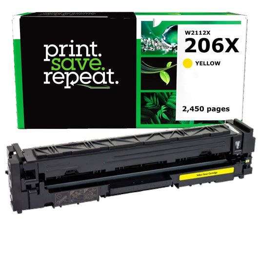 HP 206X Yellow High Yield Remanufactured Toner Cartridge [2,450 Pages] - New Smart Chip