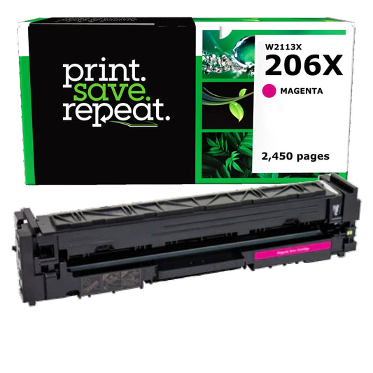 HP 206X Magenta High Yield Remanufactured Toner Cartridge [2,450 Pages] - New Smart Chip
