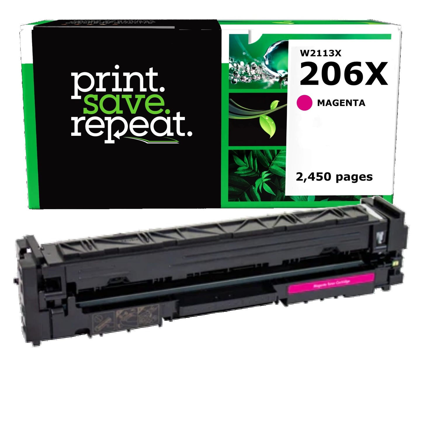 HP 206X Magenta High Yield Remanufactured Toner Cartridge [2,450 Pages] - Reused OEM Chip