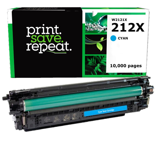 HP 212X Cyan High Yield Remanufactured Toner Cartridge [10,000 Pages] - Reused OEM Chip