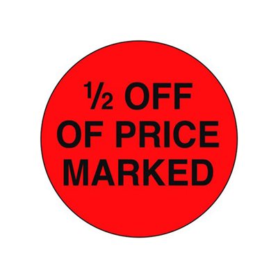 1/2 Off Price Marked Label