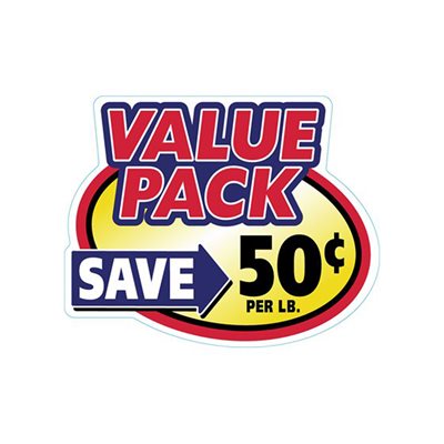 Value Pack Save 50¢ Label