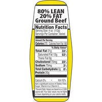 Ground Beef 80%/20% w/ nutritional Fact Label