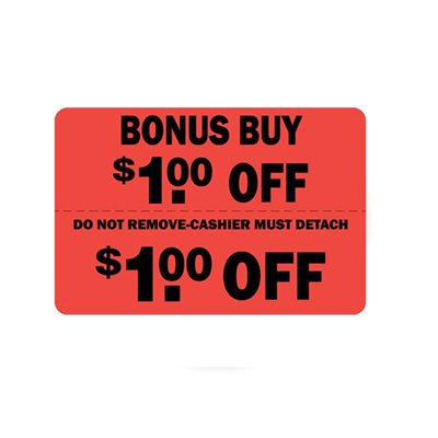 Bonus Buy - $1.00 Off (tearoff) Label