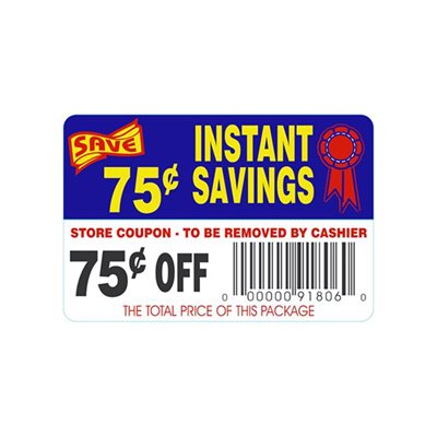 Instant Savings-75¢ Off (tearoff) Label