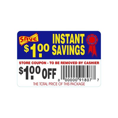 Instant Savings-$1.00 Off (tearoff) Label