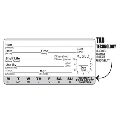 Prep Pan Lift-Tab Day of the Week Multi-Purpose Label