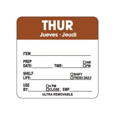 Thur Jueves Jeudi Prep / Use By Label