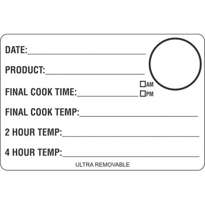 Cook Chill - Date. Product Temp Label