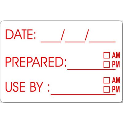Date Prepared Use By Shelf Life Label