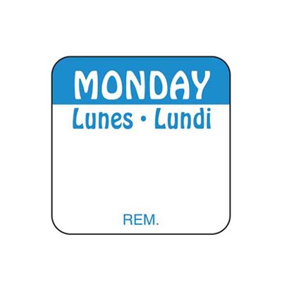 Monday Lunes Lundi Label