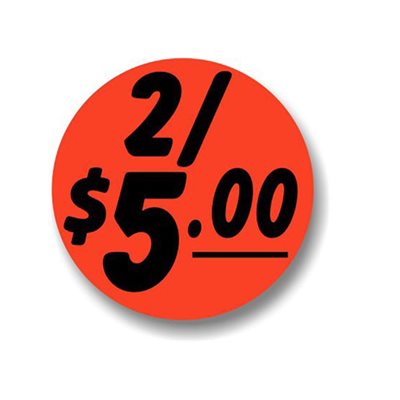 2 / $5.00 Bullseye Label