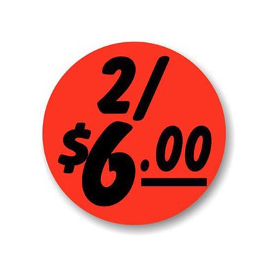 2 / $6.00 Bullseye Label