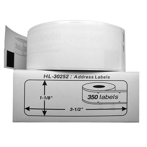 1-1/8" x 3-1/2" (28mm x 89mm) Dymo LabelWriter Address Labels | 350 Labels | 1 Roll (30252)