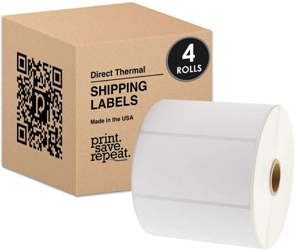 4" x 2" Direct Thermal Labels | 1" Core | 750 Roll | 4 Pack