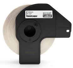 0.47" diameter (12mm diameter) Brother DK Die-Cut White Round Paper Labels | 1,200 Labels | 1 Roll (DK-1219)