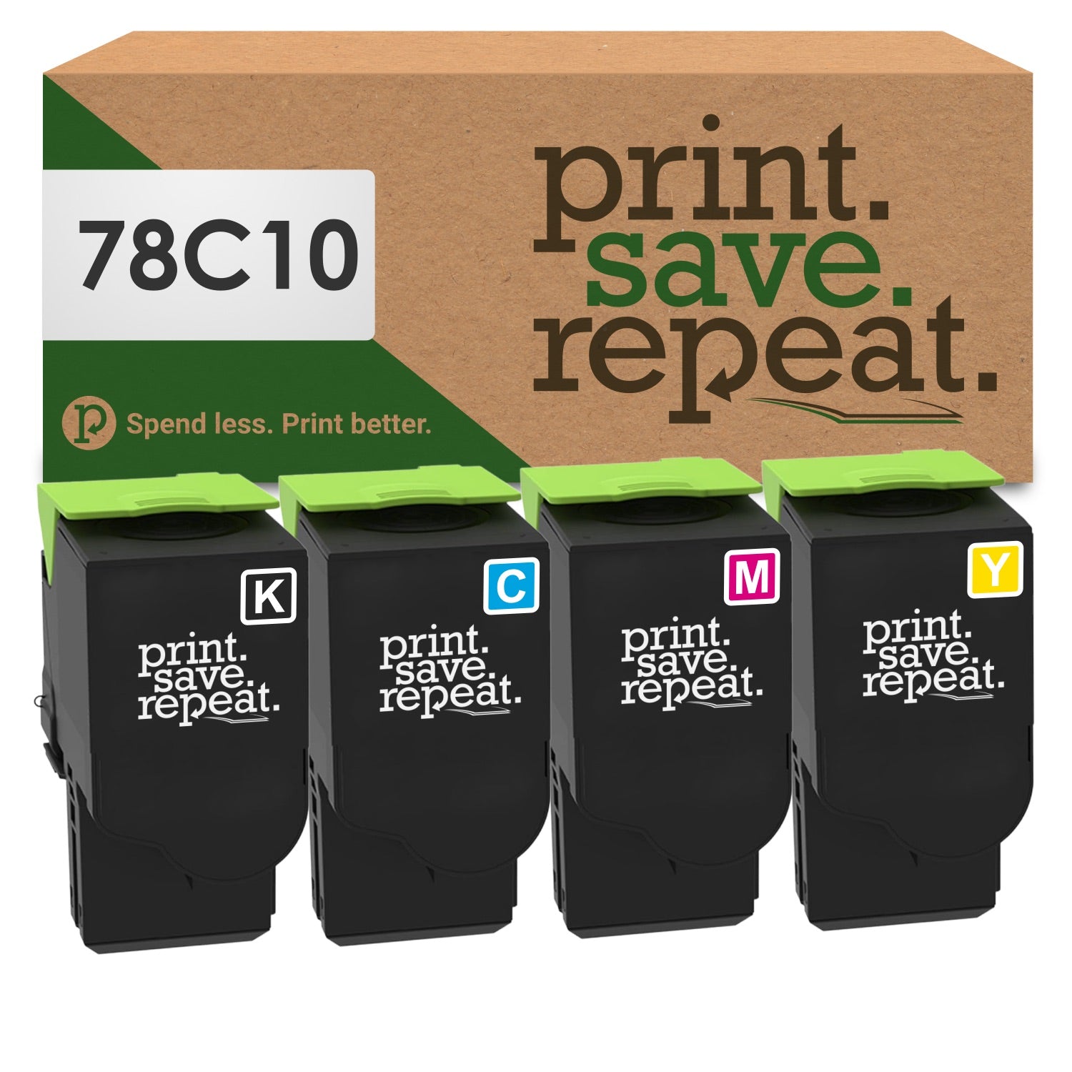 Print.save.repeat Lexmark 78C10 4-Color Combo Pack Remanufactured Toner for CS421, CS521 ...