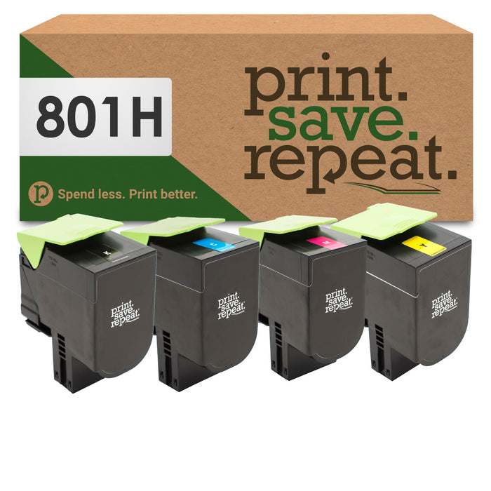 Print.Save.Repeat. Lexmark 801H 4-Color Combo Pack High Yield Remanufactured Toner for CX410, CX510