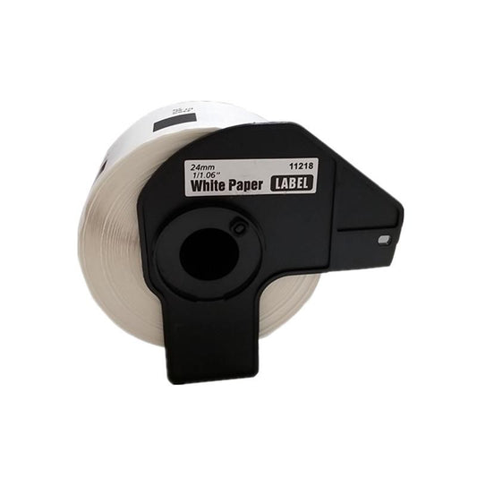 0.94" diameter (24mm diameter) Brother DK Die-Cut White Round Paper Adhesive Labels | 1,000 Labels | 1 Roll (DK-1218)