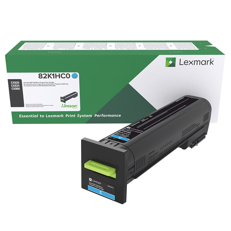 OEM Lexmark 82K1HC0 Cyan High Yield Toner Cartridge for CX820, CX825, CX860 [17,000 Pages]