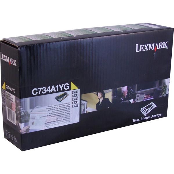OEM Lexmark C734A1YG Yellow Toner Cartridge for C734, C736, X734, X736, X738 [6,000 Pages]