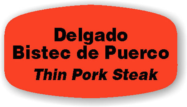 Thin Pork Steak / Delgado Bistec de Puerco Label | Roll of 1,000