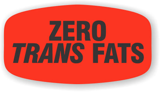 Zero Trans Fats  Label | Roll of 1,000
