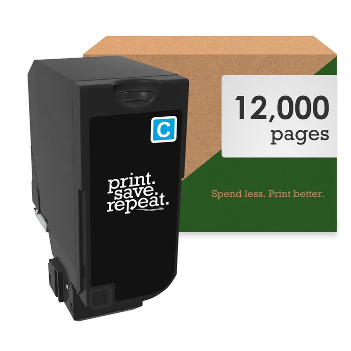 Print.Save.Repeat. Lexmark 74C1HC0 Cyan High Yield Toner Cartridge for CS725 [12,000 Pages]